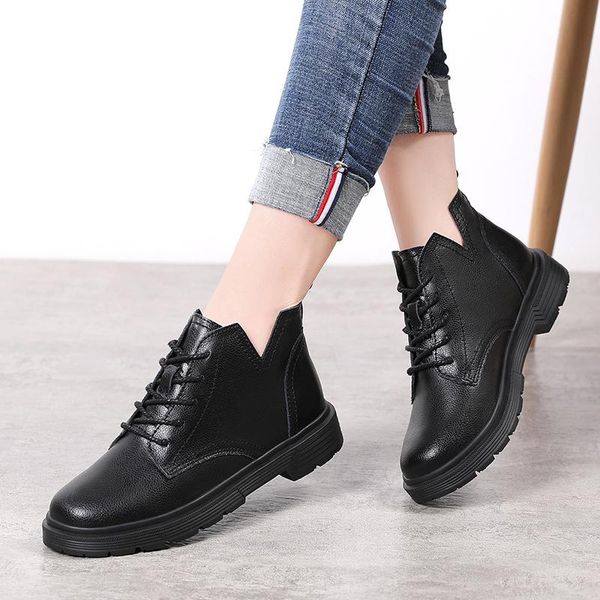 boots cow leather high four seasons british style round toe lace up shoes antiskid women casual, Black
boots cow leather high four seasons british style round toe lace up shoes antiskid women casual, Black