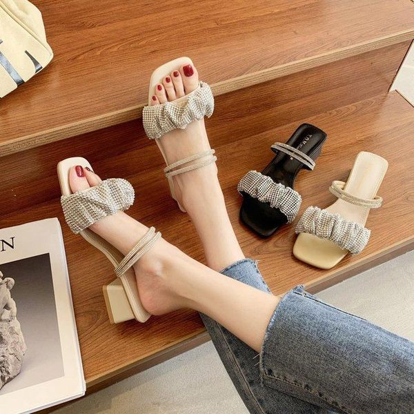 slippers square toe block heel shoes woman's slides heeled mules jelly flip flops low fashion 2021 summer high glitter luxury ru, Black
slippers square toe block heel shoes woman's slides heeled mules jelly flip flops low fashion 2021 summer high glitter luxury ru, Black