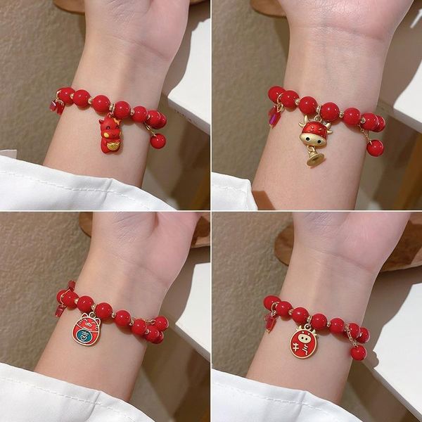link, chain chinese style red crystal bracelet for girls cute natal cow fashion personality simple and versatile zodiac, Black
link, chain chinese style red crystal bracelet for girls cute natal cow fashion personality simple and versatile zodiac, Black
