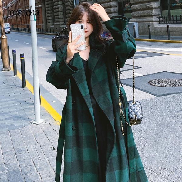 women's wool & blends foreacha fashion women coat 2021 autumn winter lapel belt plaid double breasted windbreaker female korean version, Black
women's wool & blends foreacha fashion women coat 2021 autumn winter lapel belt plaid double breasted windbreaker female korean version, Black
