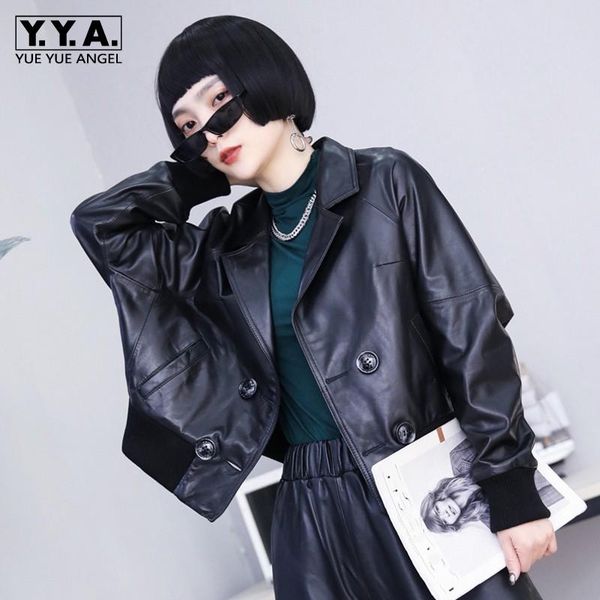 korean style womens turn-down collar single breasted genuine leather jackets pockets office lady fashion casual coat women's & faux, Black
korean style womens turn-down collar single breasted genuine leather jackets pockets office lady fashion casual coat women's & faux, Black