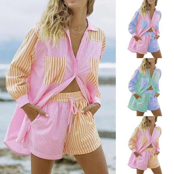women's tracksuits summer fashion women shorts suit hit color long sleeve pocket shirts drawstring mini female beach holiday suits, Gray
women's tracksuits summer fashion women shorts suit hit color long sleeve pocket shirts drawstring mini female beach holiday suits, Gray