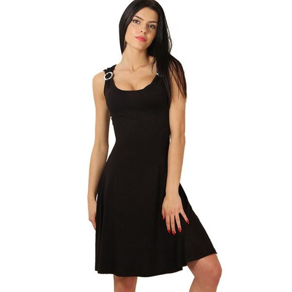 casual dresses sleevess round collar european and american dress for women solid color knee-length, Black;gray
casual dresses sleevess round collar european and american dress for women solid color knee-length, Black;gray