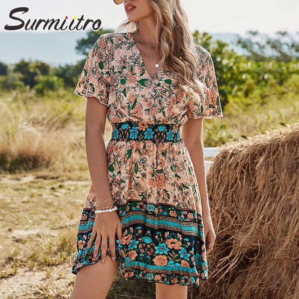 surmiitro vintage boho mini dresss women summer fashion bohemian floral print short sleeve tunic beach sundress female 210712, Black;gray
surmiitro vintage boho mini dresss women summer fashion bohemian floral print short sleeve tunic beach sundress female 210712, Black;gray