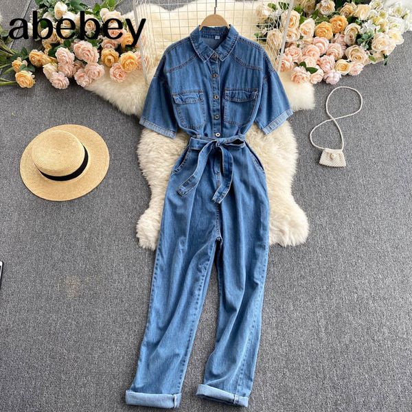 women design denim jumpsuit elegant turn-down collar short sleeve rompers autumn korean fashion wide leg long 210512, Black;white
women design denim jumpsuit elegant turn-down collar short sleeve rompers autumn korean fashion wide leg long 210512, Black;white