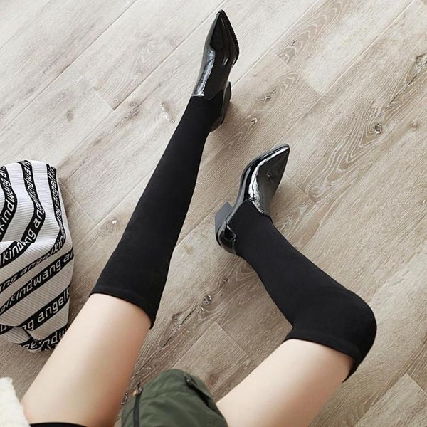 boots winter leather women toe over the knee ladies autumn high heels thigh botas mujer, Black
boots winter leather women toe over the knee ladies autumn high heels thigh botas mujer, Black
