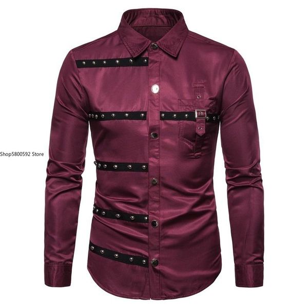 men's casual shirts brand hip hop rivet shirt men 2021 fashion gothic long sleeve cotton slim uniform stage costumes clothing, White;black
men's casual shirts brand hip hop rivet shirt men 2021 fashion gothic long sleeve cotton slim uniform stage costumes clothing, White;black