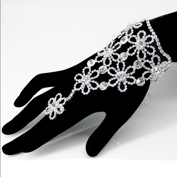 european and american jewelry slave bracelet flower-shaped water drill backchain accessories hand strand ring one chain, White
european and american jewelry slave bracelet flower-shaped water drill backchain accessories hand strand ring one chain, White