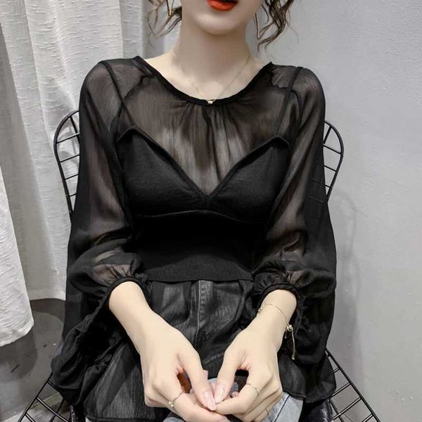 chiffon blouse shirt women lantern sleeve tulle transparent large size spring summer casual 210601, White
chiffon blouse shirt women lantern sleeve tulle transparent large size spring summer casual 210601, White