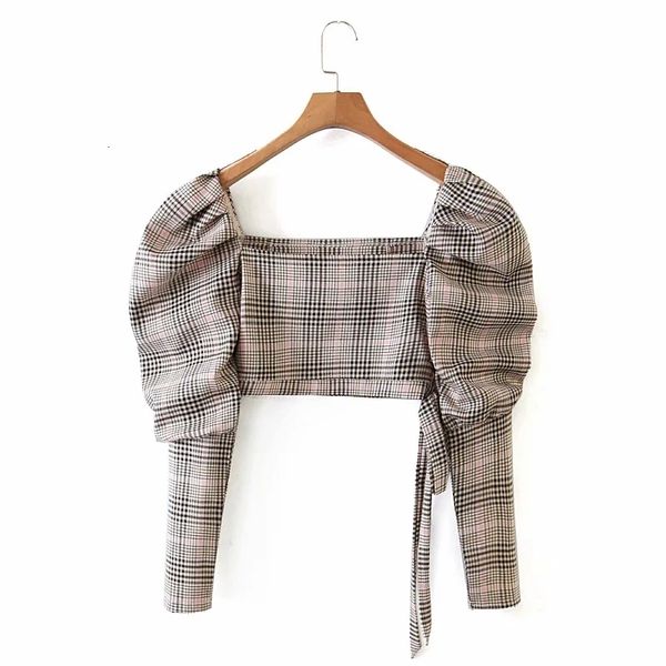 long sleeve women blouses shirts autumn fall women's fashion show thin french retro plaid side lace jacket, White
long sleeve women blouses shirts autumn fall women's fashion show thin french retro plaid side lace jacket, White