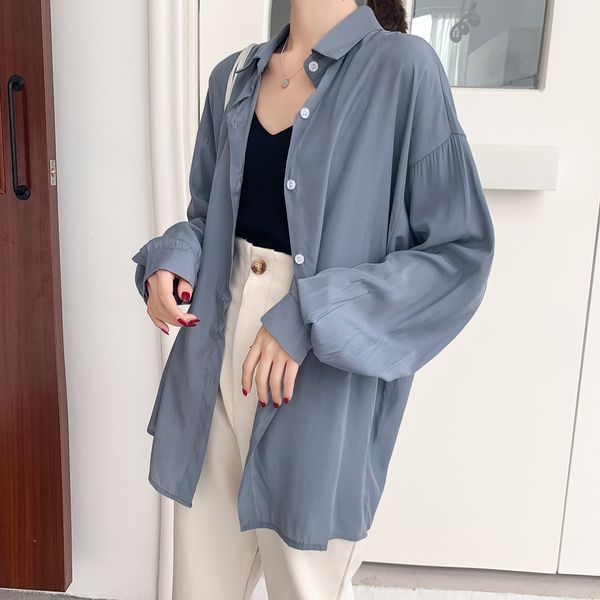 women's blouses & shirts elegant of solid female color, silk fabric, long sleeve, korean style, 2021 versatile shirt, White
women's blouses & shirts elegant of solid female color, silk fabric, long sleeve, korean style, 2021 versatile shirt, White