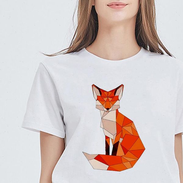 women t shirt summer fashion geometric fox printing shirts funny graphic harajuku versatile gym trendy ropa mujer, White
women t shirt summer fashion geometric fox printing shirts funny graphic harajuku versatile gym trendy ropa mujer, White