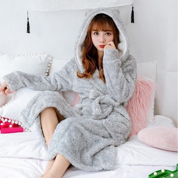 women casual winter long-sleeved hooded kimono thickened warm flannel robe cute cartoon coral velvet pajamas bat women's sleepwear, Black;red
women casual winter long-sleeved hooded kimono thickened warm flannel robe cute cartoon coral velvet pajamas bat women's sleepwear, Black;red