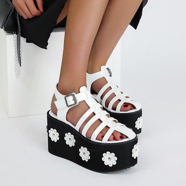 dress shoes 10cm wedge heels white sandles summer flower gladiator sandals cosplay women punk chunky platform sandale femme, Black
dress shoes 10cm wedge heels white sandles summer flower gladiator sandals cosplay women punk chunky platform sandale femme, Black