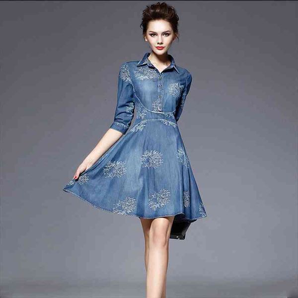 elegant vintage denim dress women plus size 5xl embroidery floral casual jeans dresses spring autumn women clothing, Black;gray
elegant vintage denim dress women plus size 5xl embroidery floral casual jeans dresses spring autumn women clothing, Black;gray