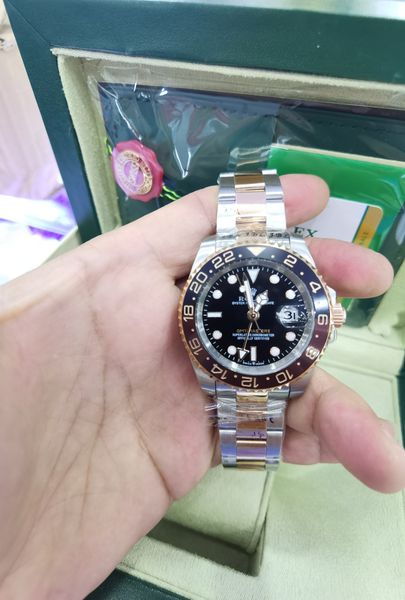 with original box wristwatches ceramic bezel black dial gold gmt 116718 asia 2813 movement automatic mens men's watch watches, Slivery;brown
with original box wristwatches ceramic bezel black dial gold gmt 116718 asia 2813 movement automatic mens men's watch watches, Slivery;brown