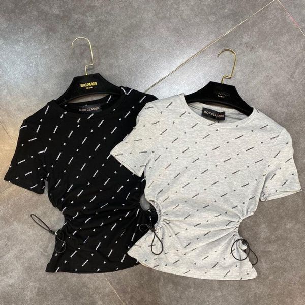 women's t-shirt fabpop 2021 summer design short sleeve o neck print letters drawstring hollow out holes waist t shirt women gb263, White
women's t-shirt fabpop 2021 summer design short sleeve o neck print letters drawstring hollow out holes waist t shirt women gb263, White