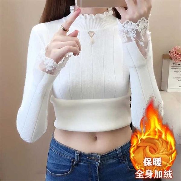 plush thickened autumn and winter sweater women's warm half high neck lace inside with slim long sleeve bottoming 211217, White;black
plush thickened autumn and winter sweater women's warm half high neck lace inside with slim long sleeve bottoming 211217, White;black