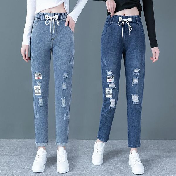 women's jeans 211 ripped for women skinny elastic slim all-match scratching patchwork blue denim pants full length
women's jeans 211 ripped for women skinny elastic slim all-match scratching patchwork blue denim pants full length