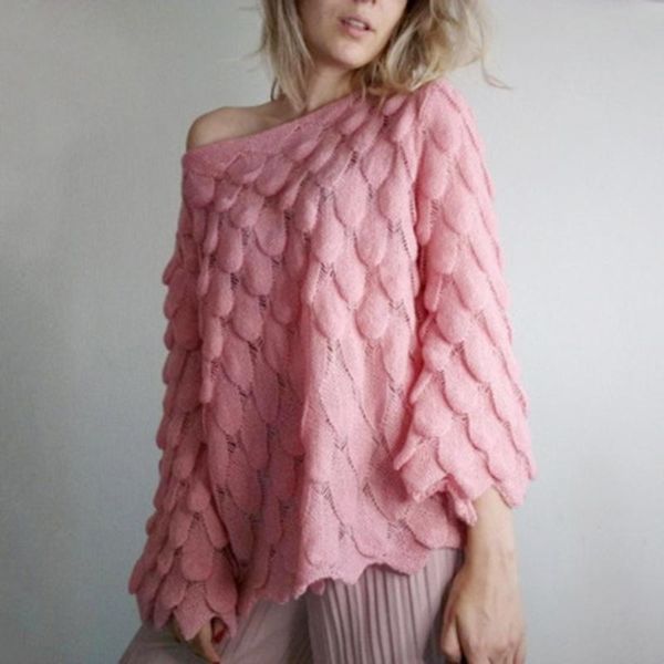 women's sweaters fashion slash neck off shoulder flare sleeve 2021 feather shape casual loose knit pullovers, White;black
women's sweaters fashion slash neck off shoulder flare sleeve 2021 feather shape casual loose knit pullovers, White;black