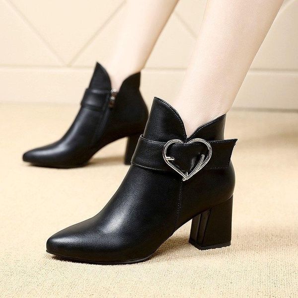 dress shoes 2021 winter versatile short boots women's spring and autumn plush thick heel round head high heels side zipper love naked, Black
dress shoes 2021 winter versatile short boots women's spring and autumn plush thick heel round head high heels side zipper love naked, Black