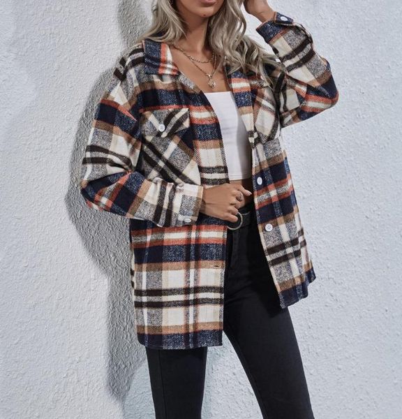 autumn casual plaid shirt women coats buttons pockets female jackets coat streetwear ladies spring loose outerwear women's, Black;brown
autumn casual plaid shirt women coats buttons pockets female jackets coat streetwear ladies spring loose outerwear women's, Black;brown