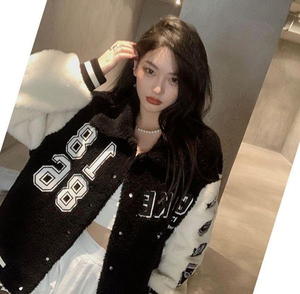 women's jackets jacket baseball uniform lamb wool coat early spring and autumn 2021 female plus size fat y2k all-match oversize top, Black;brown
women's jackets jacket baseball uniform lamb wool coat early spring and autumn 2021 female plus size fat y2k all-match oversize top, Black;brown