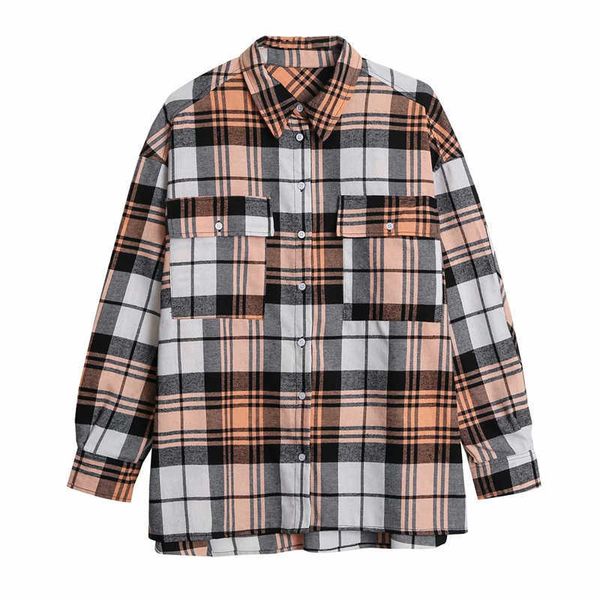 streetwear women plaid shirts fashion ladies turn down collar causal female chic pocket cotton 100% blouses 210527, White
streetwear women plaid shirts fashion ladies turn down collar causal female chic pocket cotton 100% blouses 210527, White