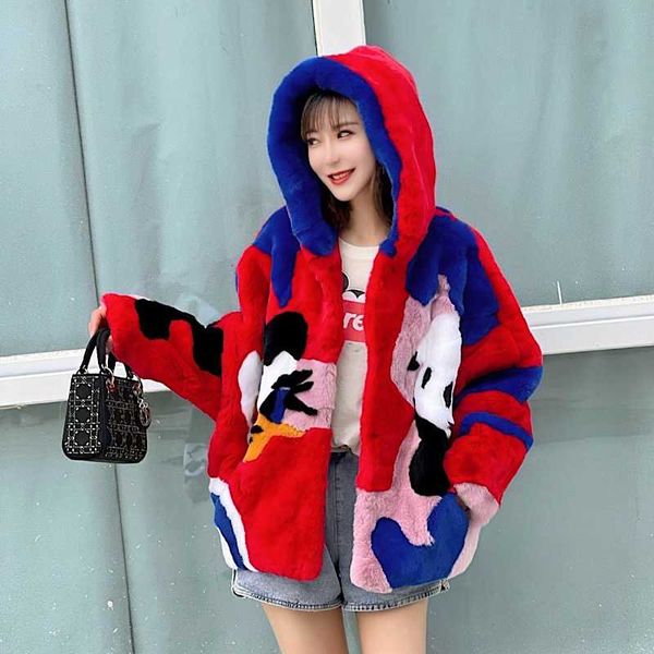 women's fur & faux 2021 winter cartoon women real rex coats with hooded natural genuine loose bat short overcoat, Black
women's fur & faux 2021 winter cartoon women real rex coats with hooded natural genuine loose bat short overcoat, Black