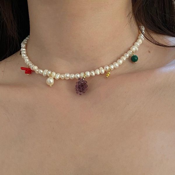chokers fflacell 2021 fashion freshwater pearl color fruit tassel pendant clavicle chain female personality design necklace jewelry, Golden;silver
chokers fflacell 2021 fashion freshwater pearl color fruit tassel pendant clavicle chain female personality design necklace jewelry, Golden;silver