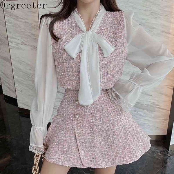 sweet pink tweed chiffon patchwork fake two shirt skirt 2 piece sets women bow lace-up + button mini mermaid suits 210525, White
sweet pink tweed chiffon patchwork fake two shirt skirt 2 piece sets women bow lace-up + button mini mermaid suits 210525, White