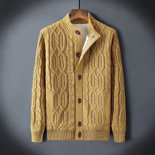 sweaters knit winter cardigan sweater men's stand collar plush thickened long sleeve middle-aged and elderly coat, White;black
sweaters knit winter cardigan sweater men's stand collar plush thickened long sleeve middle-aged and elderly coat, White;black