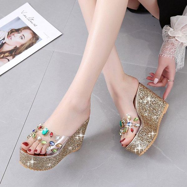 slippers women's summer rhinestone colored diamonds open toe sandals high heel platform transparent, Black
slippers women's summer rhinestone colored diamonds open toe sandals high heel platform transparent, Black