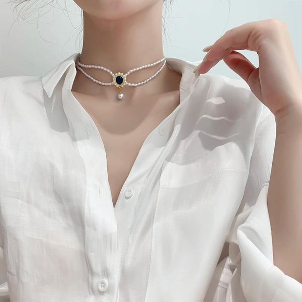 chokers fashion double layer imitation pearl oval blue rhinestone necklace women's party accessories, Golden;silver
chokers fashion double layer imitation pearl oval blue rhinestone necklace women's party accessories, Golden;silver
