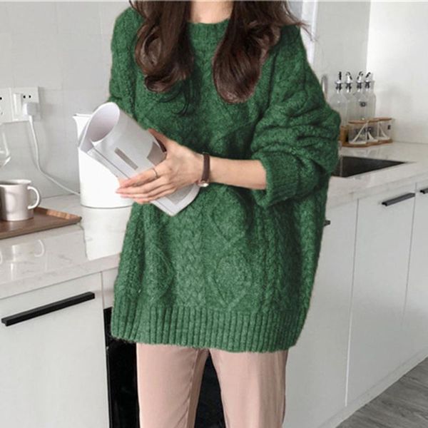 korean round neck heavy duty thick-line twist sweater girls women's loose pullover knitted lazy style autumn sweaters, White;black
korean round neck heavy duty thick-line twist sweater girls women's loose pullover knitted lazy style autumn sweaters, White;black