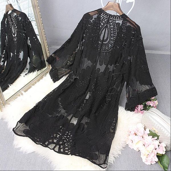 1pc beach cover up floral womens shirt embroidery swimwear robe cardigan bathingsuit, White
1pc beach cover up floral womens shirt embroidery swimwear robe cardigan bathingsuit, White
