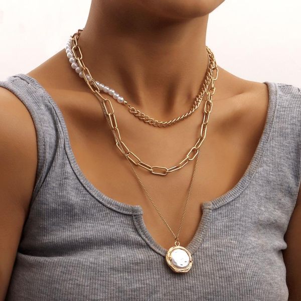 pendant necklaces vintage boho multilayer pearl choker round chunky chain necklace for women hip hop gold color collar fashion jewelry, Silver
pendant necklaces vintage boho multilayer pearl choker round chunky chain necklace for women hip hop gold color collar fashion jewelry, Silver