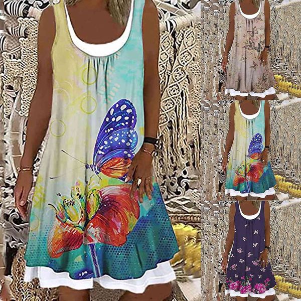 casual summer fashion round neck women dress print plus size sleeveless splicing daily robe femme, Black;gray
casual summer fashion round neck women dress print plus size sleeveless splicing daily robe femme, Black;gray