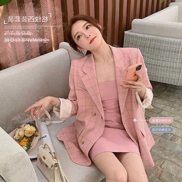 lazy bi prepare a out of the street plaid suit coat women autumn + solid color suspender drs, Black;gray
lazy bi prepare a out of the street plaid suit coat women autumn + solid color suspender drs, Black;gray
