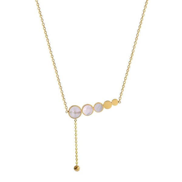 chains elegant golden round pearl pendant female tide titanium steel design clavicle chain temperament necklace, Silver
chains elegant golden round pearl pendant female tide titanium steel design clavicle chain temperament necklace, Silver