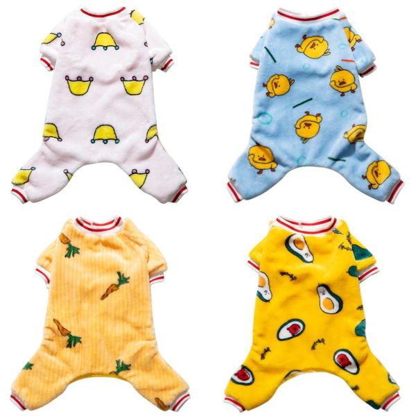 dog apparel soft warm dogs pajamas for cat clothes puppy pet jumpsuit coat chihuahua pomeranian print clothing shirt