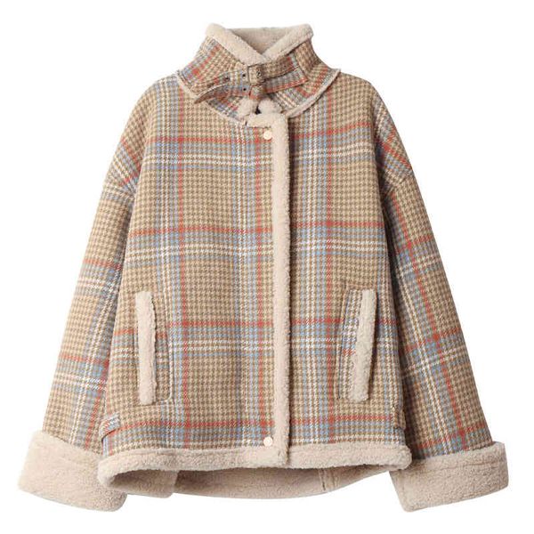 two piece dress plaid lamb wool coat women's short autumn and winter wild korean version of loose woolen thick plus velvet rbfa, White
two piece dress plaid lamb wool coat women's short autumn and winter wild korean version of loose woolen thick plus velvet rbfa, White