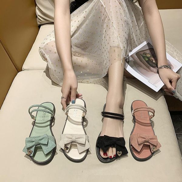 slippers shoes women sandals women's flat 2021 summer sandalias mujer, Black