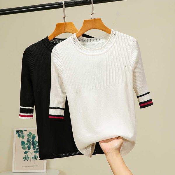 women's t-shirt summer women shirt fashion knitted short sleeves tees o-neck rib female casual t-shirt ff1d, White
women's t-shirt summer women shirt fashion knitted short sleeves tees o-neck rib female casual t-shirt ff1d, White