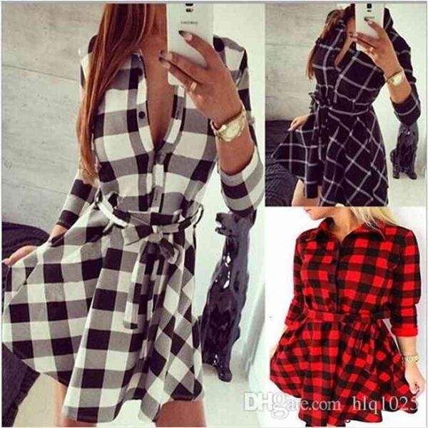 casual dresses women autumn vintage with belt plaid print shirt jj0b, Black;gray
casual dresses women autumn vintage with belt plaid print shirt jj0b, Black;gray