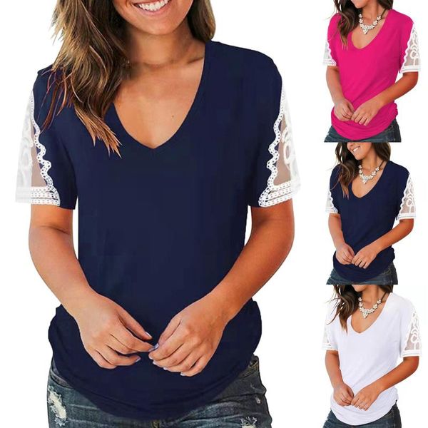 women's blouses & shirts fashion blouse lace short sleeve v-neck shirt loose casual summer femme streetwear clouthes ropa mujer, White
women's blouses & shirts fashion blouse lace short sleeve v-neck shirt loose casual summer femme streetwear clouthes ropa mujer, White