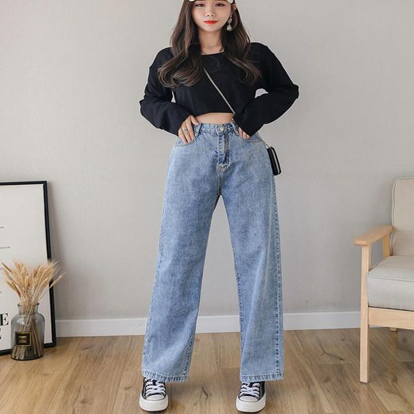 women's jeans women pants leisure loose high waist vintage wide leg jean korean style all-match simple full-length, Blue
women's jeans women pants leisure loose high waist vintage wide leg jean korean style all-match simple full-length, Blue