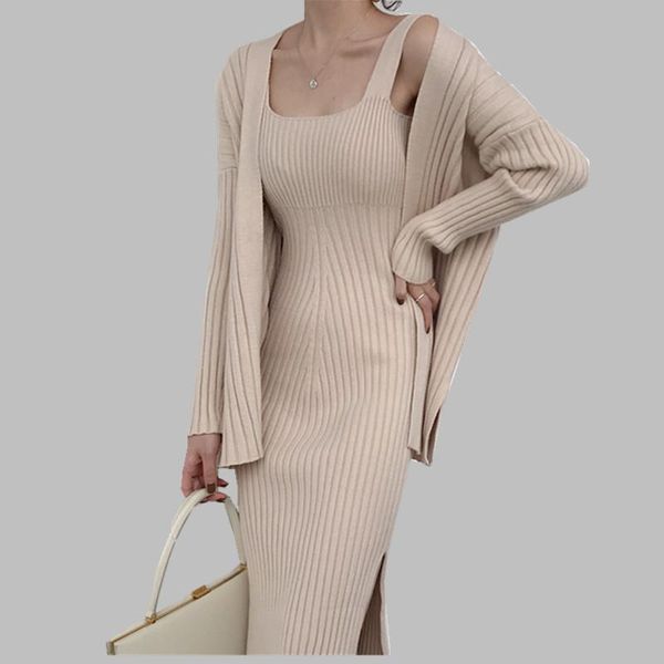 suspender vest dress womens tracksuits cardigan 2pcs suits winter office solid ladies elegant knitting clothing sets, Gray
suspender vest dress womens tracksuits cardigan 2pcs suits winter office solid ladies elegant knitting clothing sets, Gray