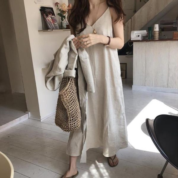 fashion summer cool camisole womens tank v neck cotton linen solid color loose dress girl long strap skirts, White
fashion summer cool camisole womens tank v neck cotton linen solid color loose dress girl long strap skirts, White