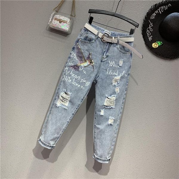 women's jeans women mom pants letter printed boyfriend for with high waist push up large ripped ladies denim, Blue
women's jeans women mom pants letter printed boyfriend for with high waist push up large ripped ladies denim, Blue